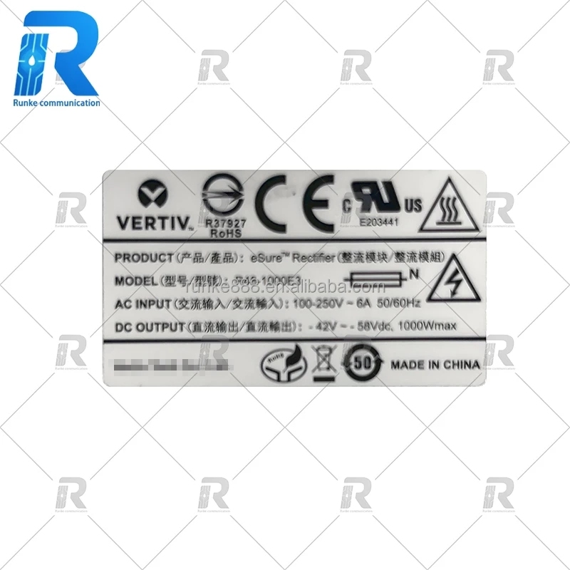 Vertiv R48-1000E3 -42 to -58VDC 1000W Efficient Telecommunications Power Rectifier Module Rectifier 48v Power Supply-boxintelecom