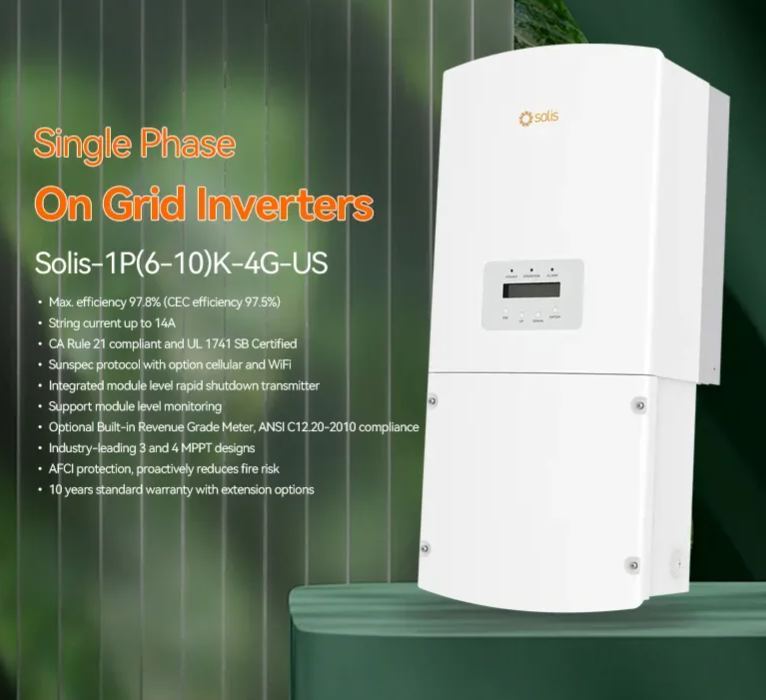 Solis-1P10K-4G 6kw 10kw With Rs485 Pure Sine Wave on Grid 4G Solar Power Inverter Split Phase Inverter-boxintelecom