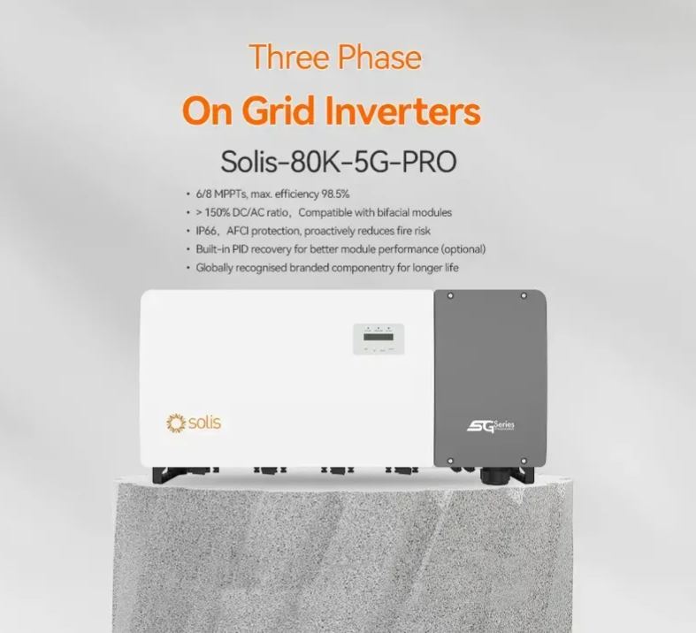 Solis 380v 400v 80kw on Grid Tie Price Solis-80K-5G-PRO 80kva Mppts Solar String Inverter-boxintelecom