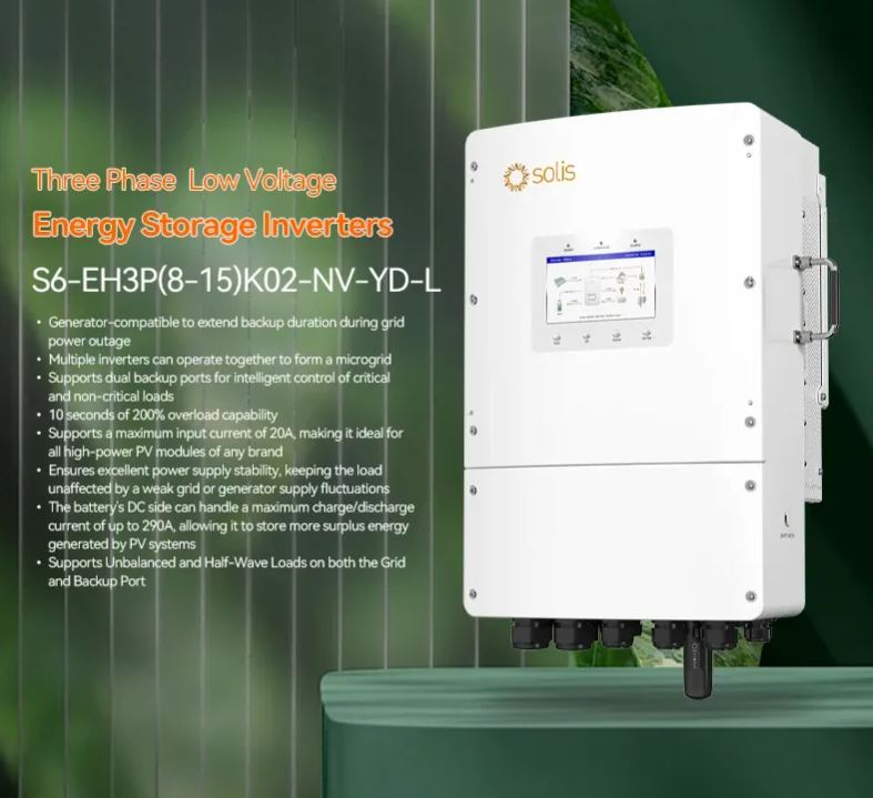 48v with  MPPT Deye Growatt Solis S6-EH3P(8-15)K02-NV-YD-L 8kw 10kw 12kw 15kw 10kw 3phase Low Voltage Solar Hybrid Inverter-boxintelecom