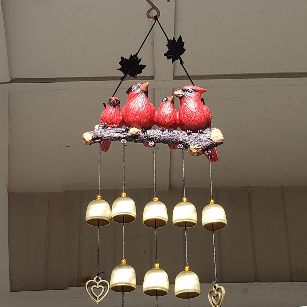Resin Cardinal Wind Chime | Hand Painted Art
