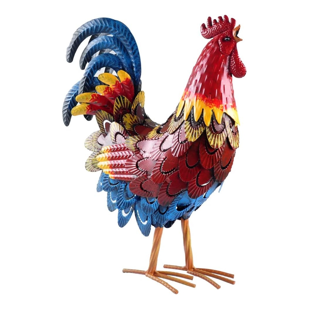 Handcrafted 3D Rooster Metal Statue|Metal Art|Hand Painted Art