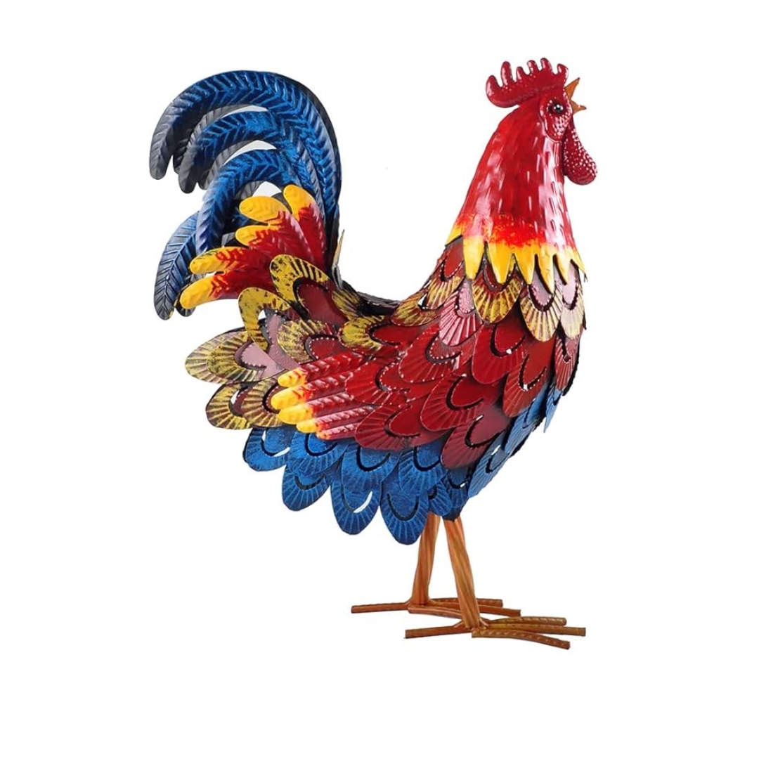 Handcrafted 3D Rooster Metal Statue|Metal Art|Hand Painted Art