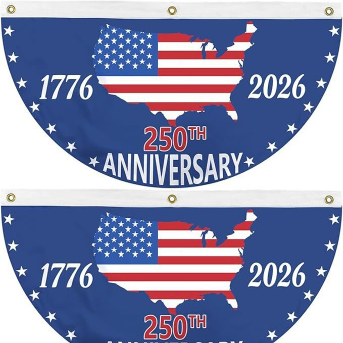 🔥Limited-time 50% off⏰2PCS 250th Anniversary USA Flag 🏁250 Years Anniversary Flag Bunting for Outdoor Decorations with Brass Grommets