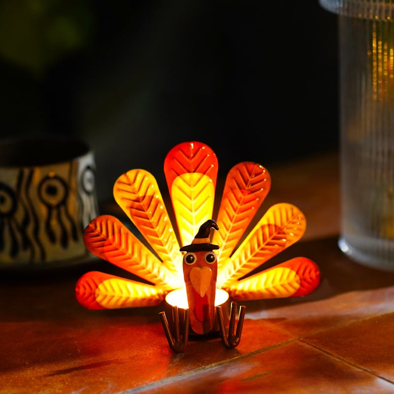 Colorful Turkey Metal Tea Light Candle Holder