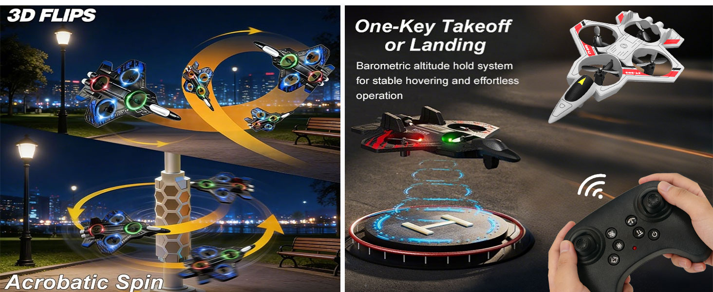 RC airplane foam RC plane RC Airplane Fighter Jet with Light 360&deg; Flip Fighter Jet