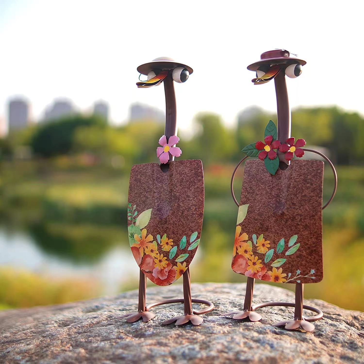 𝐇𝐚𝐧𝐝𝐦𝐚𝐝𝐞®❤Mr & Mrs Duck Metal Statue
