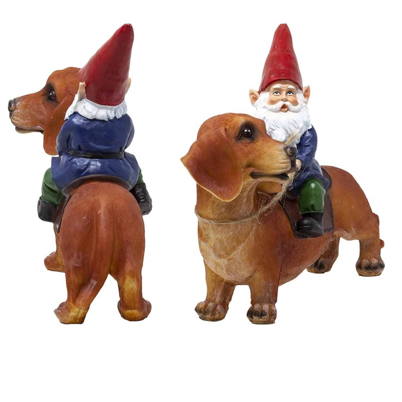 Funny Gnomes and Cute Canine Animal Statues | Patio Yard Decoration | Hand Drawn Art