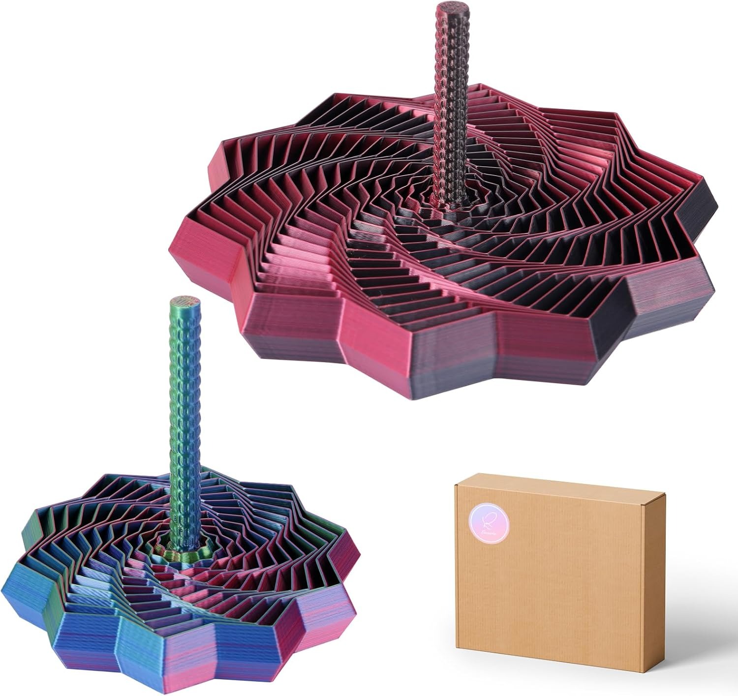 ⏳Limited-time 50% off⏰3D Printed Sensory Fidget Star with Handles, Colorful Fractal Expanded Fidgets Hexagon Whirling Spiral Star Shaped Toys for Office Desktop Decompression Toys Stress Relief Whirling Spiral