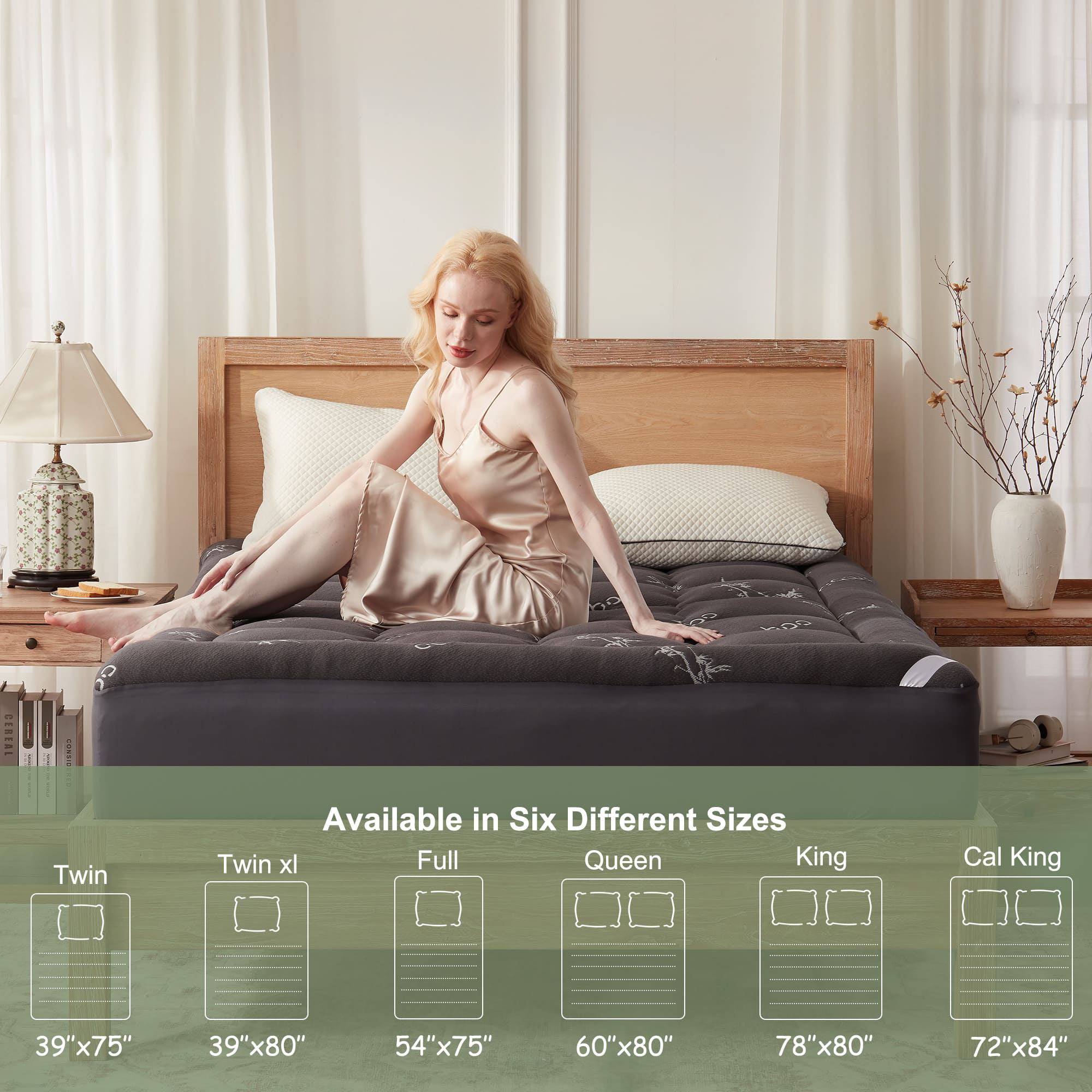 🔥Limited-time 50% off⏰3D Fill Luxurious Bamboo Mattress Topper🛏
