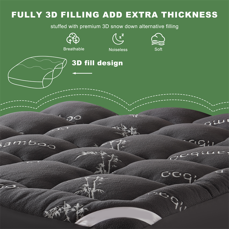 🔥Limited-time 50% off⏰3D Fill Luxurious Bamboo Mattress Topper🛏