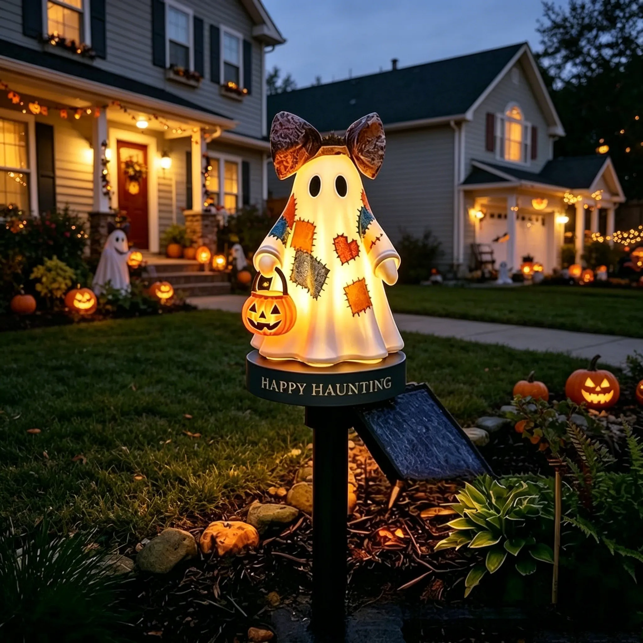 TODAY'S SPECIAL OFFER-50% OFF🔥Lighted Vintage Patchwork Ghost Solar Garden Light