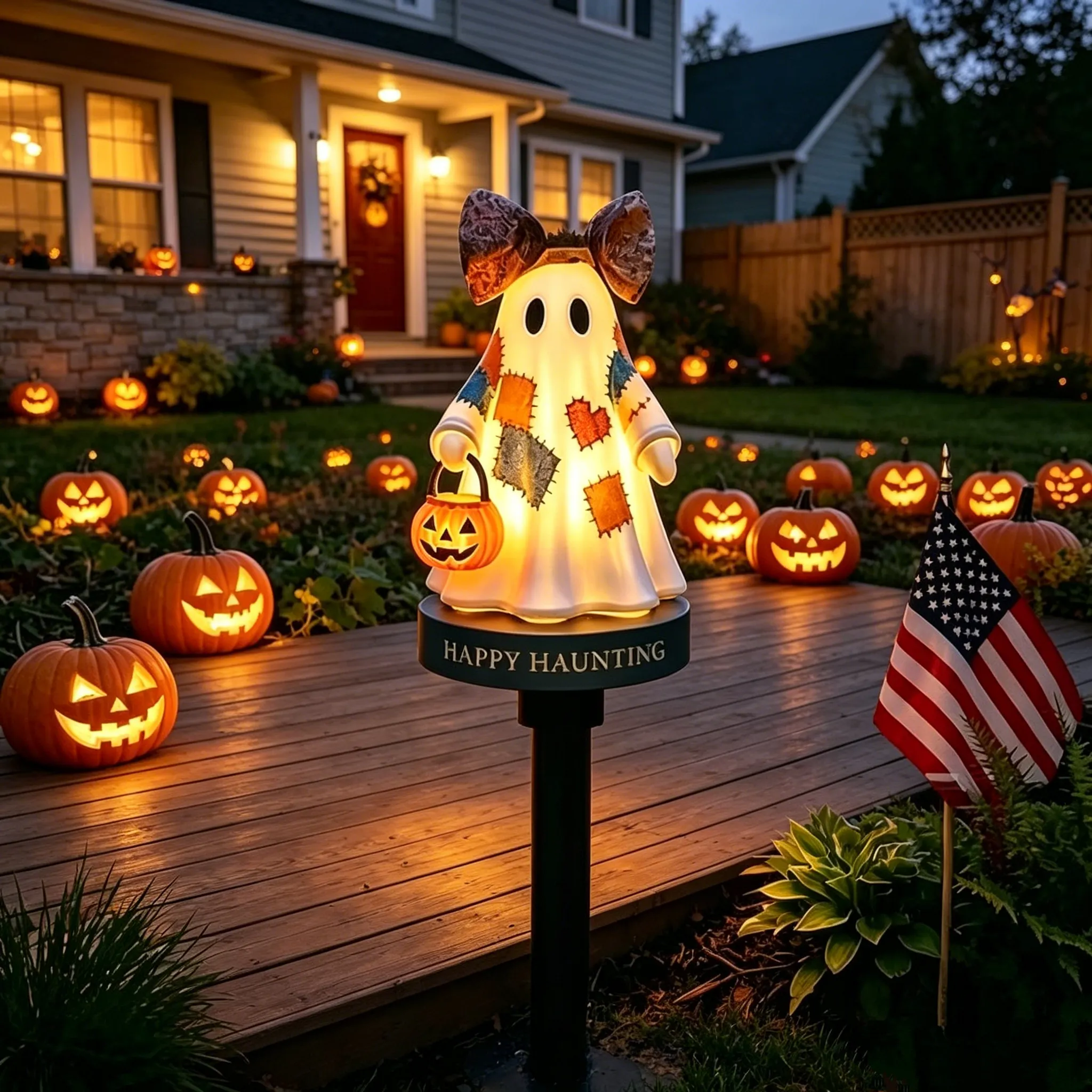 TODAY'S SPECIAL OFFER-50% OFF🔥Lighted Vintage Patchwork Ghost Solar Garden Light