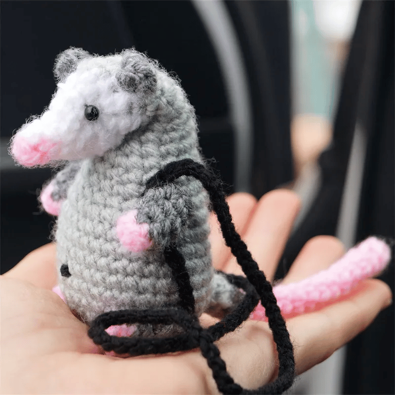 Possum RearView Mirror Accessory Crochet Opossum Car Charm
