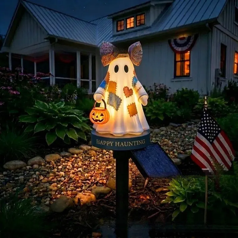 TODAY'S SPECIAL OFFER-50% OFF🔥Lighted Vintage Patchwork Ghost Solar Garden Light