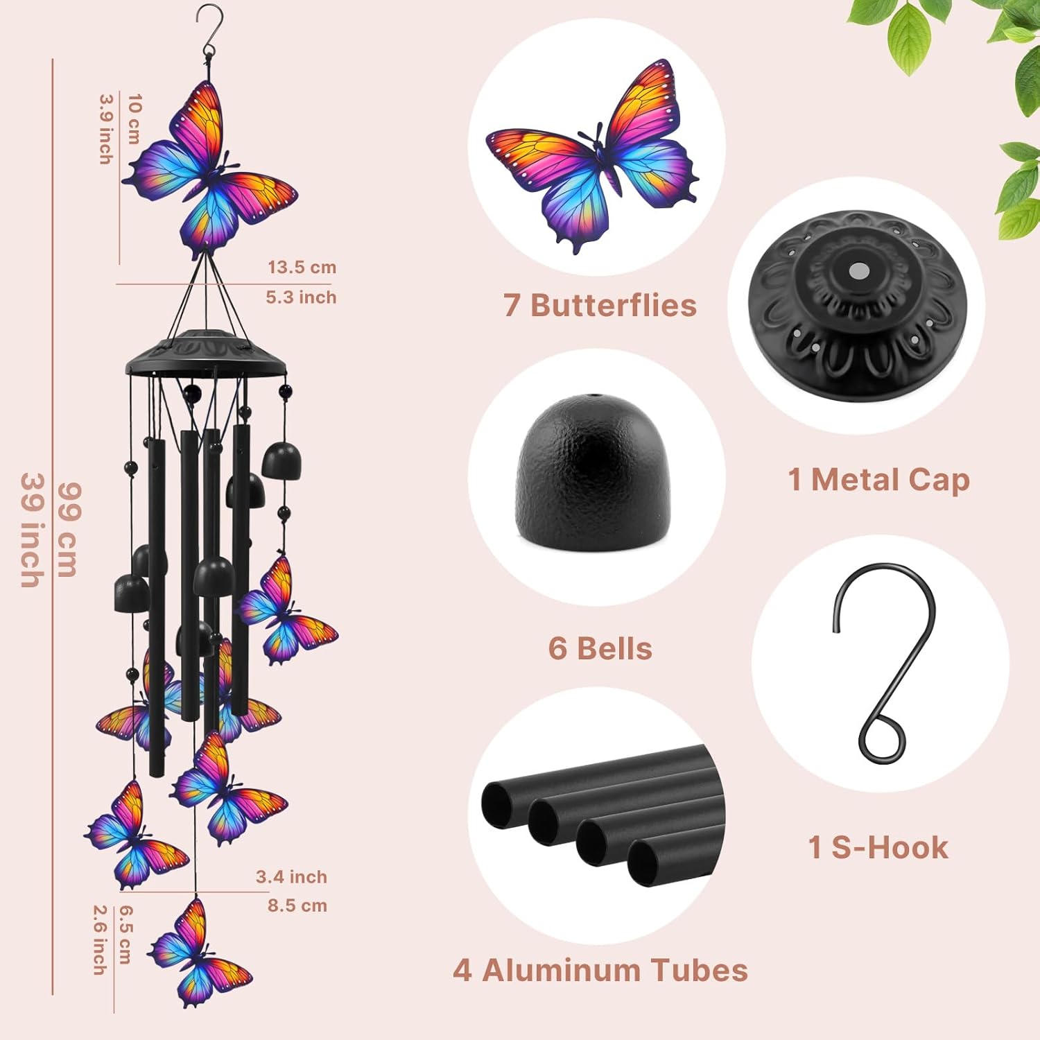 Butterfly wind chimes suitable for outdoor use