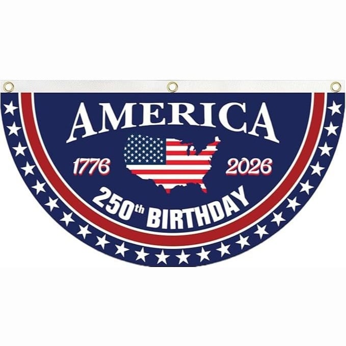 🗽USA 250th Anniversary Flag Half Round Banner🦅
