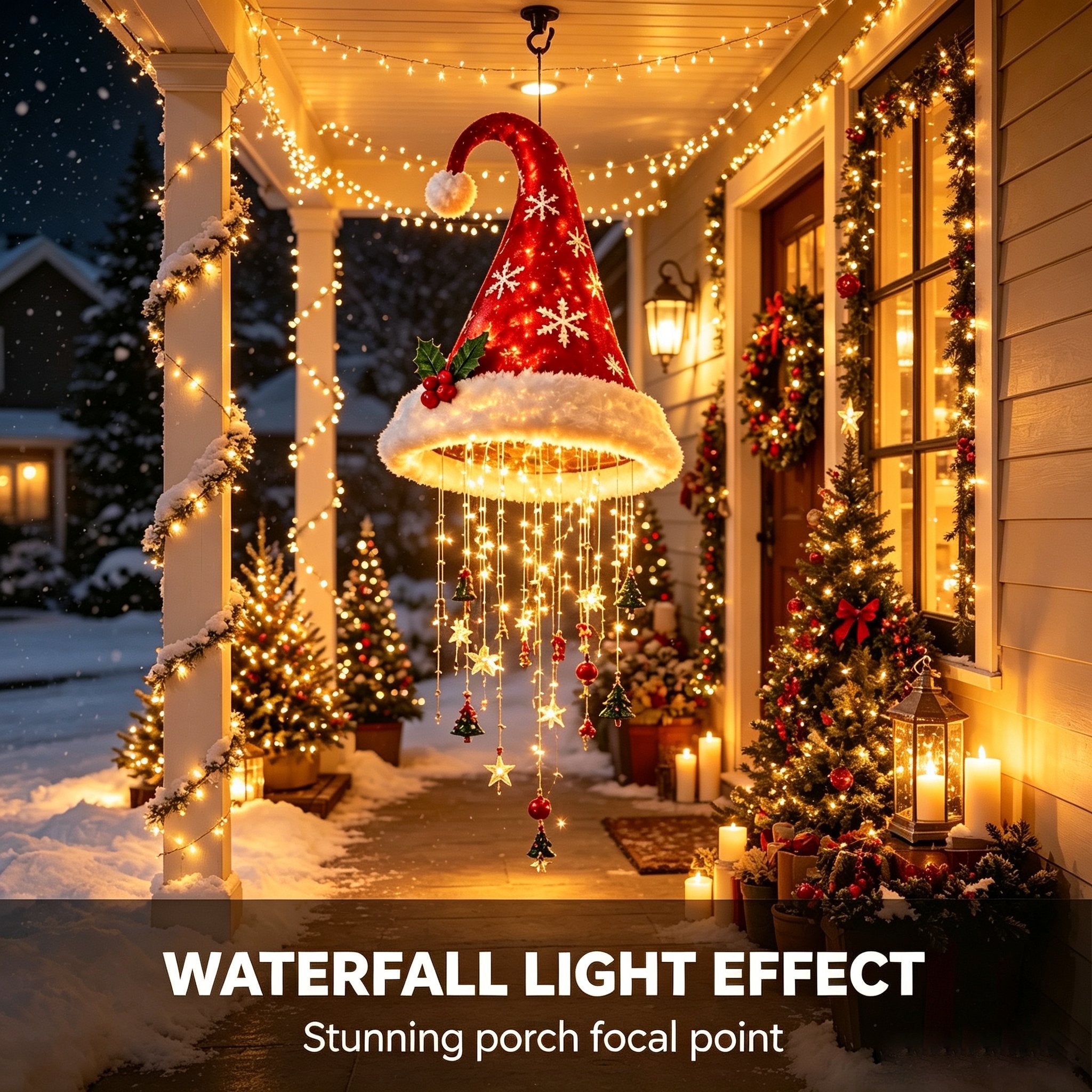 🎅✨ Lighted Santa Hat Hanging Chandelier-3 Designs