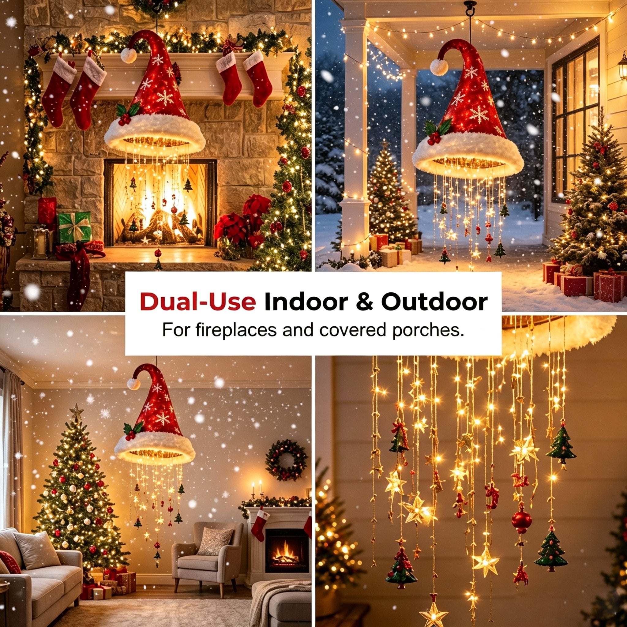 🎅✨ Lighted Santa Hat Hanging Chandelier-3 Designs