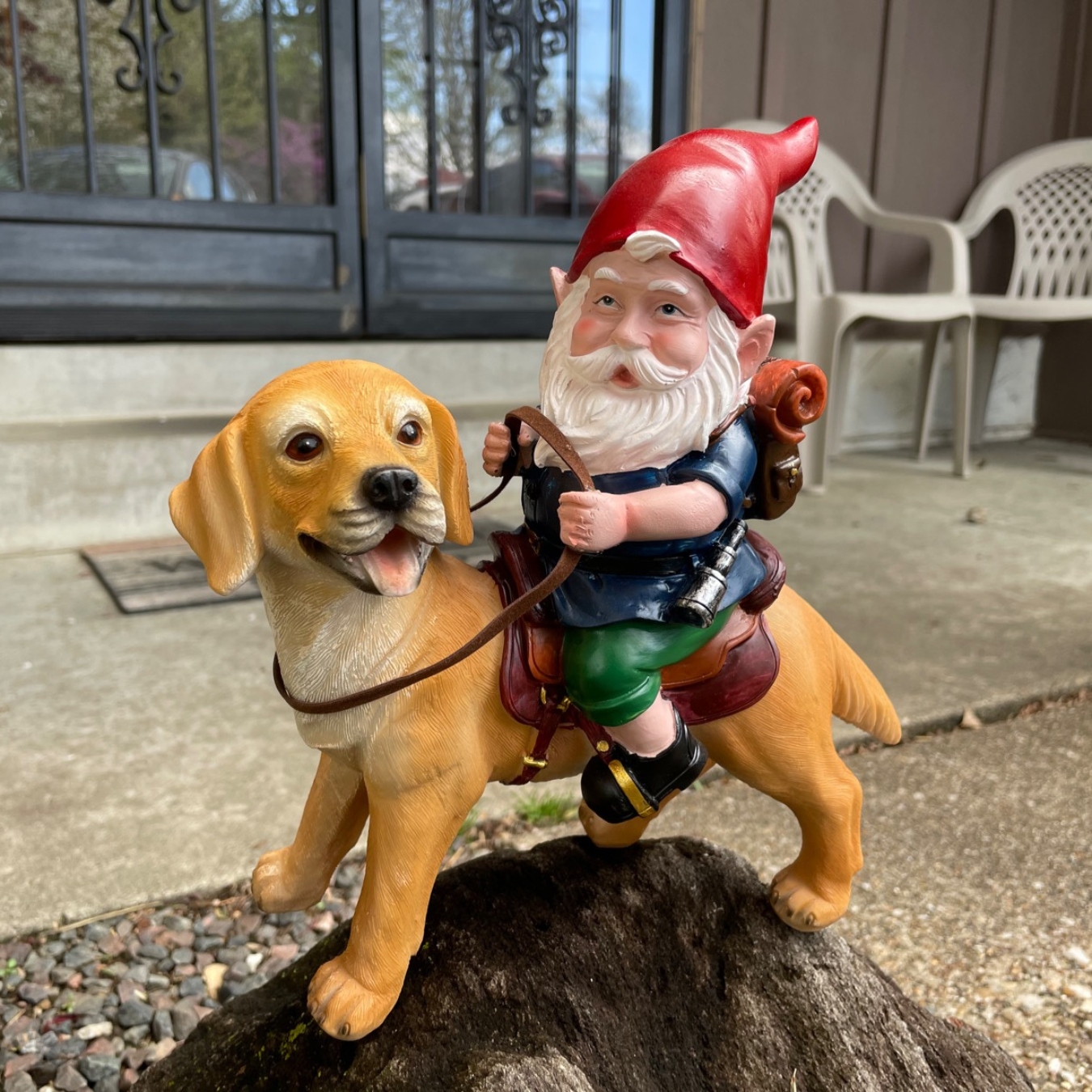 Funny Gnomes and Cute Canine Animal Statues | Patio Yard Decoration | Hand Drawn Art