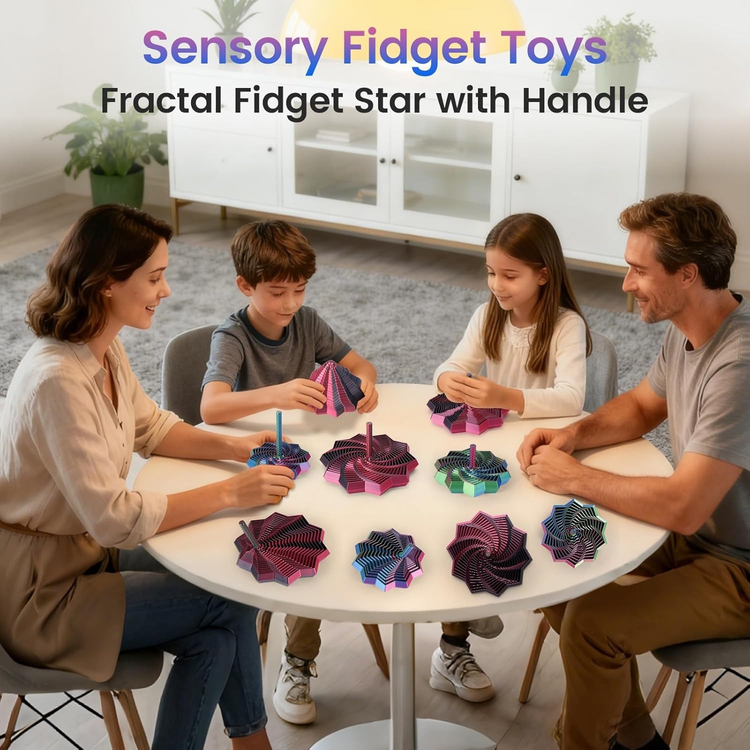 ⏳Limited-time 50% off⏰3D Printed Sensory Fidget Star with Handles, Colorful Fractal Expanded Fidgets Hexagon Whirling Spiral Star Shaped Toys for Office Desktop Decompression Toys Stress Relief Whirling Spiral