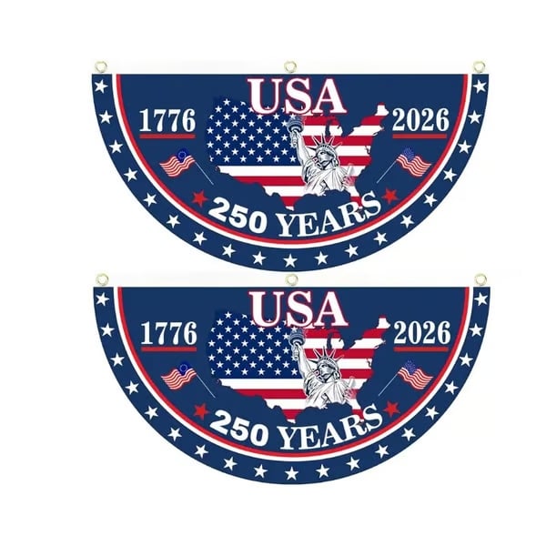 🗽USA 250th Anniversary Flag Half Round Banner🦅