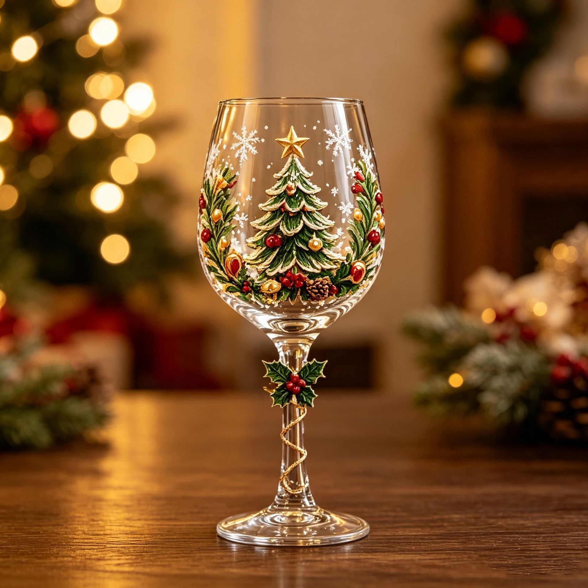 🎄✨3D Christmas Glass Art Cup – Flat-Bottom & Stemmed Holiday Glassware