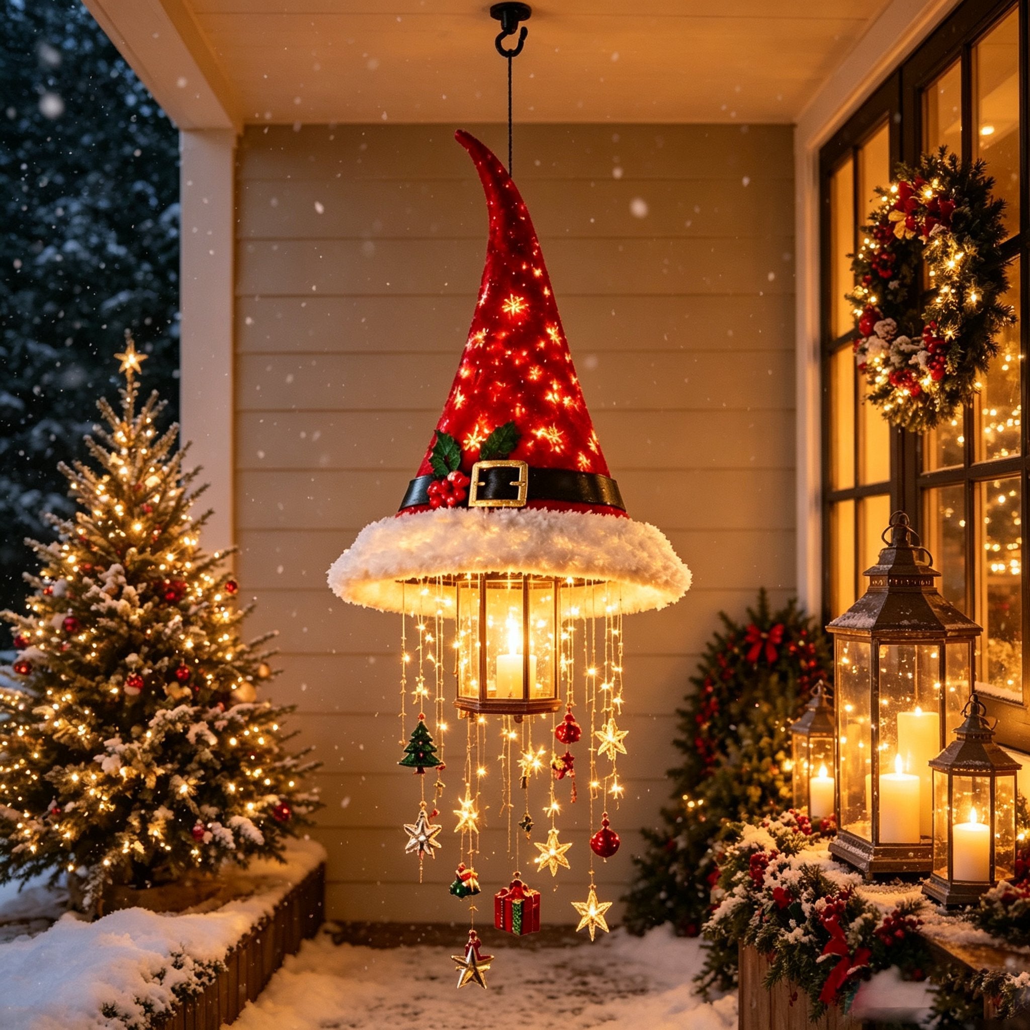 🎅✨ Lighted Santa Hat Hanging Chandelier-3 Designs