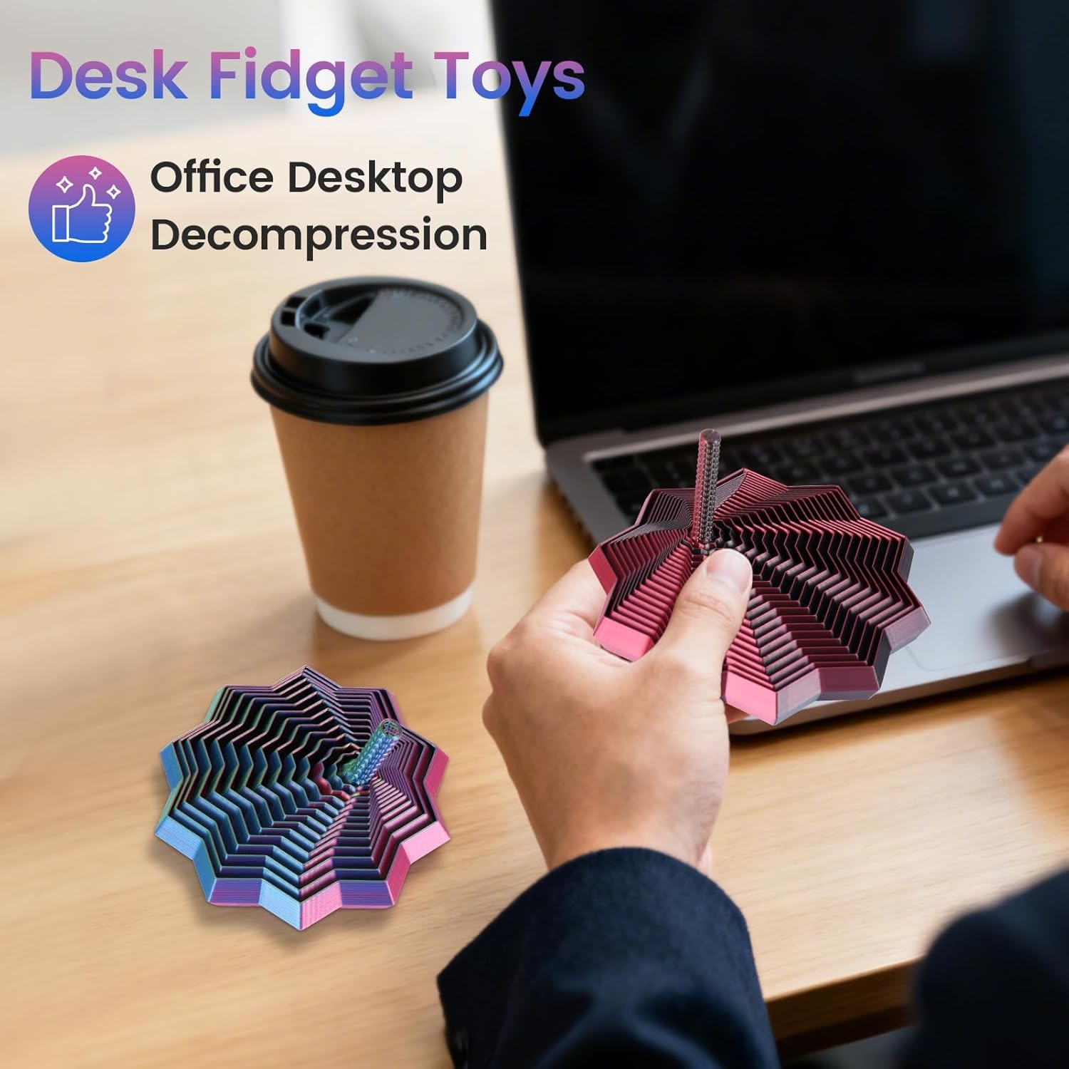⏳Limited-time 50% off⏰3D Printed Sensory Fidget Star with Handles, Colorful Fractal Expanded Fidgets Hexagon Whirling Spiral Star Shaped Toys for Office Desktop Decompression Toys Stress Relief Whirling Spiral