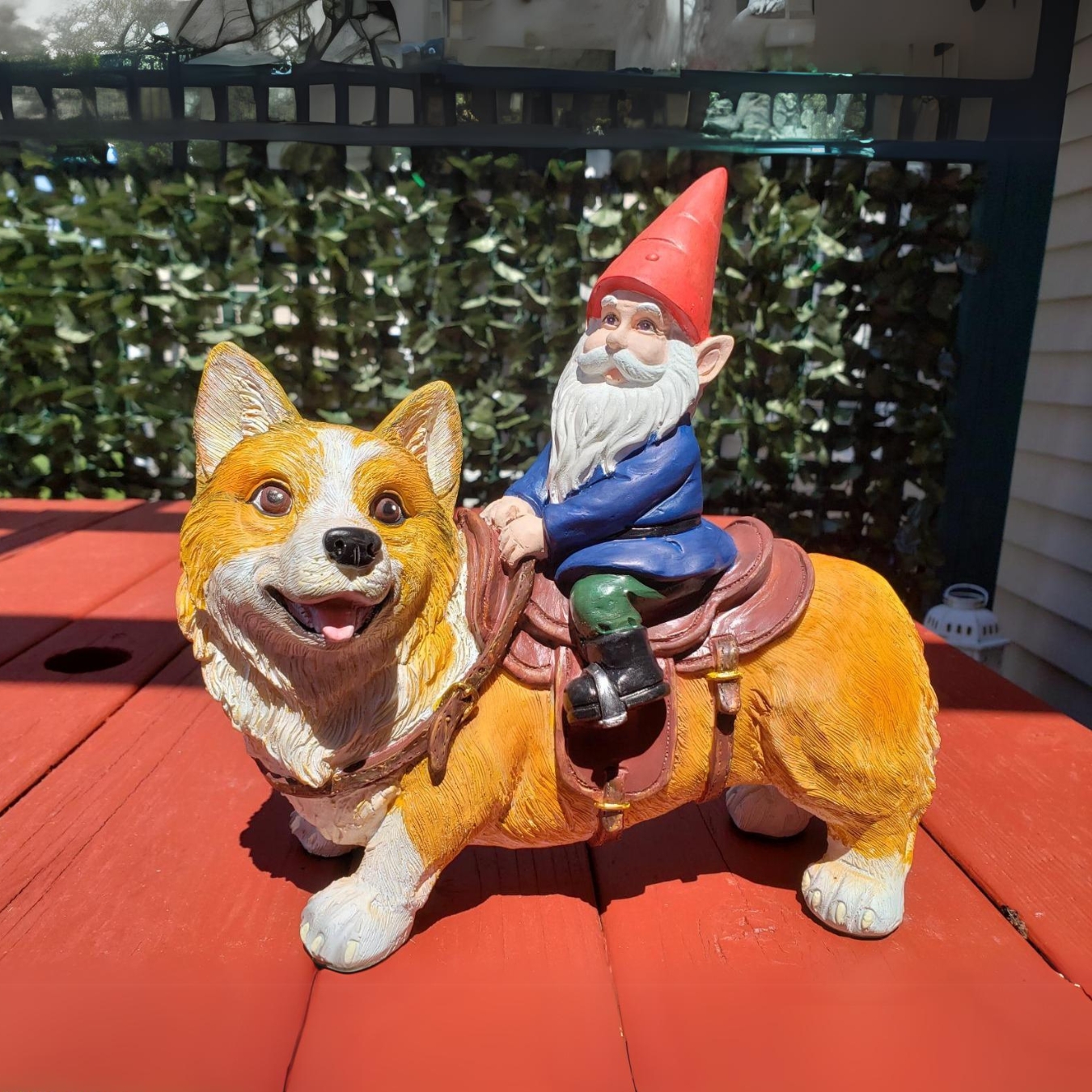 Funny Gnomes and Cute Canine Animal Statues | Patio Yard Decoration | Hand Drawn Art