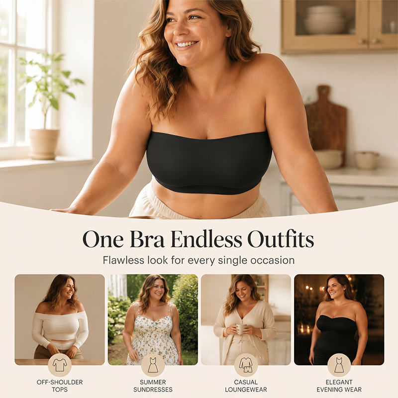 ⛱️Last Day Special Price ￡10.99!!🤩🔥Convertible Strapless Bandeau Bra with Wireless Comfort, Anti-Slip Grip & Removable Straps