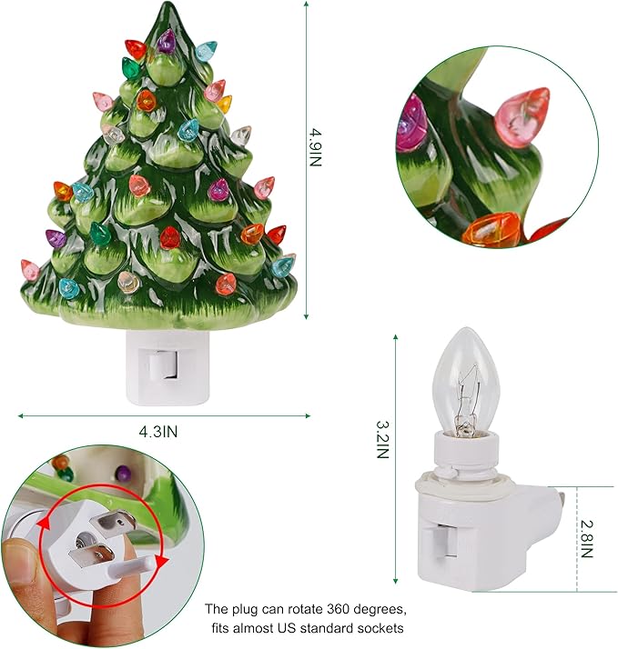 Handmade Ceramic Christmas Tree Night Light | Ceramic Art | Hand Painted Art