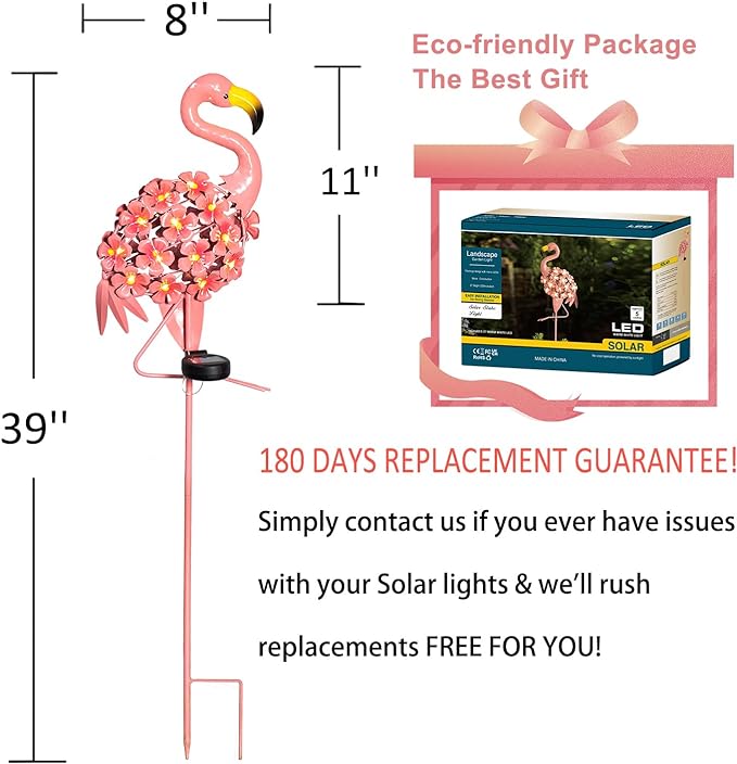 Flamingo Solar Light | Metal Art | Hand Painted Art