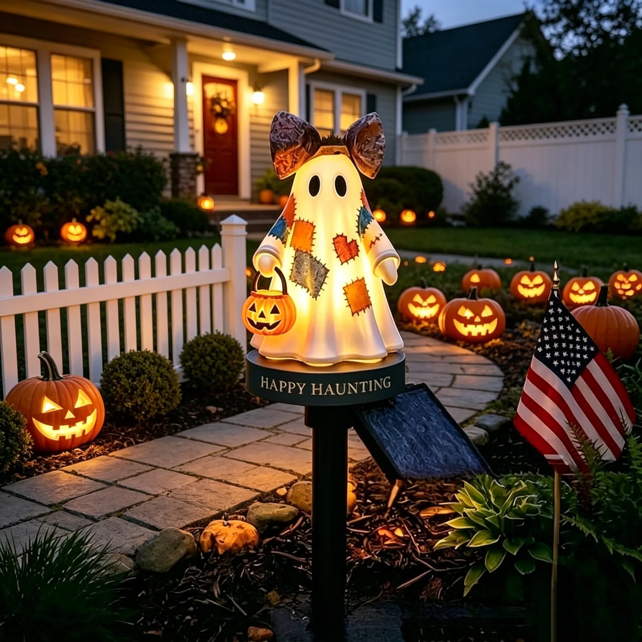 TODAY'S SPECIAL OFFER-50% OFF🔥Lighted Vintage Patchwork Ghost Solar Garden Light