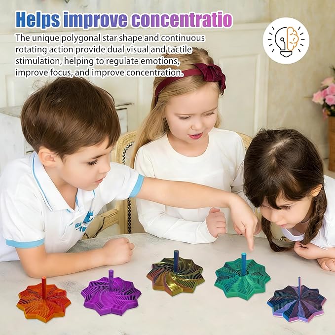 ⏳Limited-time 50% off⏰3D Printed Sensory Fidget Star with Handles, Colorful Fractal Expanded Fidgets Hexagon Whirling Spiral Star Shaped Toys for Office Desktop Decompression Toys Stress Relief Whirling Spiral