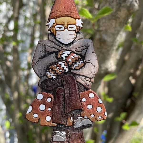 Bern in a fern - Grumpy Bernie Garden Gnome Plant Stake