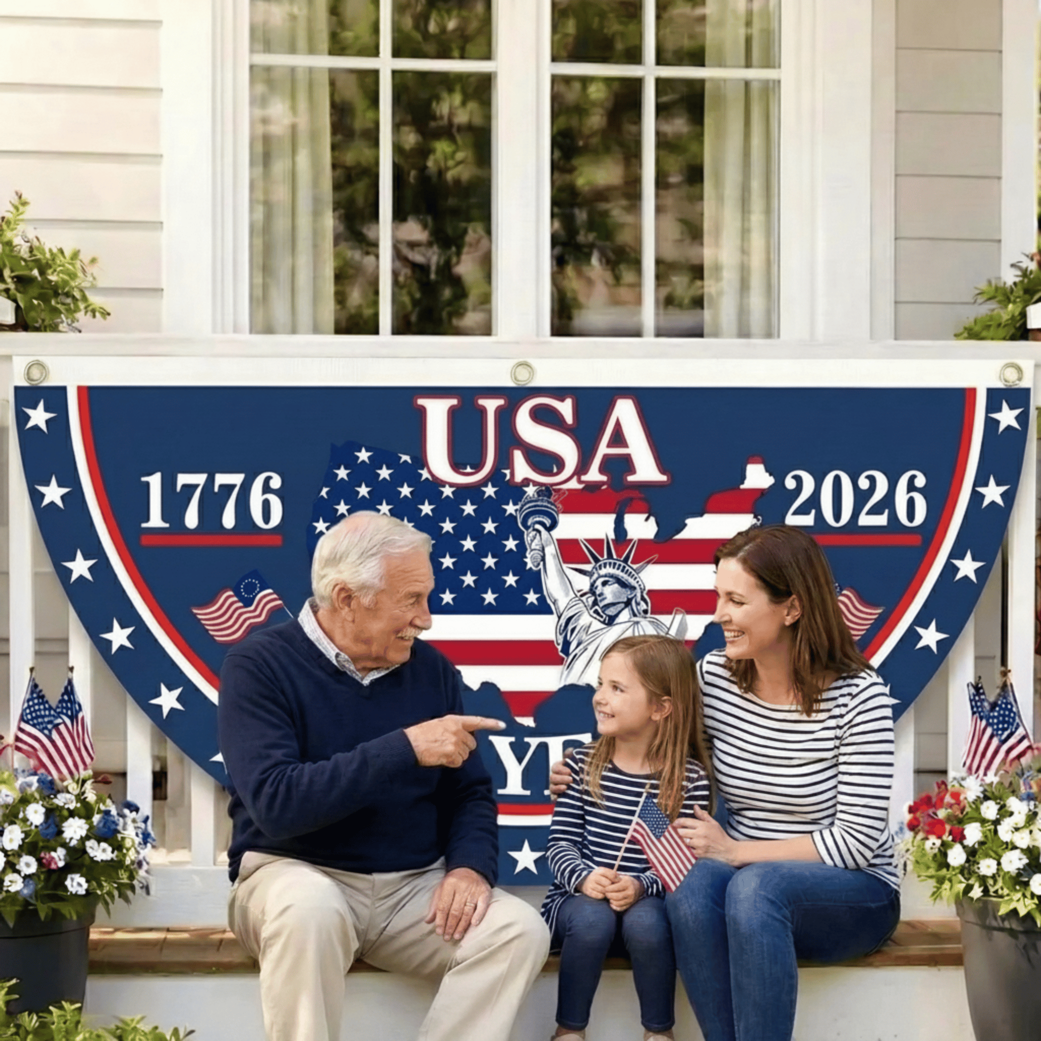 🗽USA 250th Anniversary Flag Half Round Banner🦅