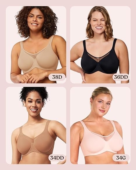 🔥Limited-time 50% off⏰Women's Elegant Sheer Full Coverage Minimizer Bra💗