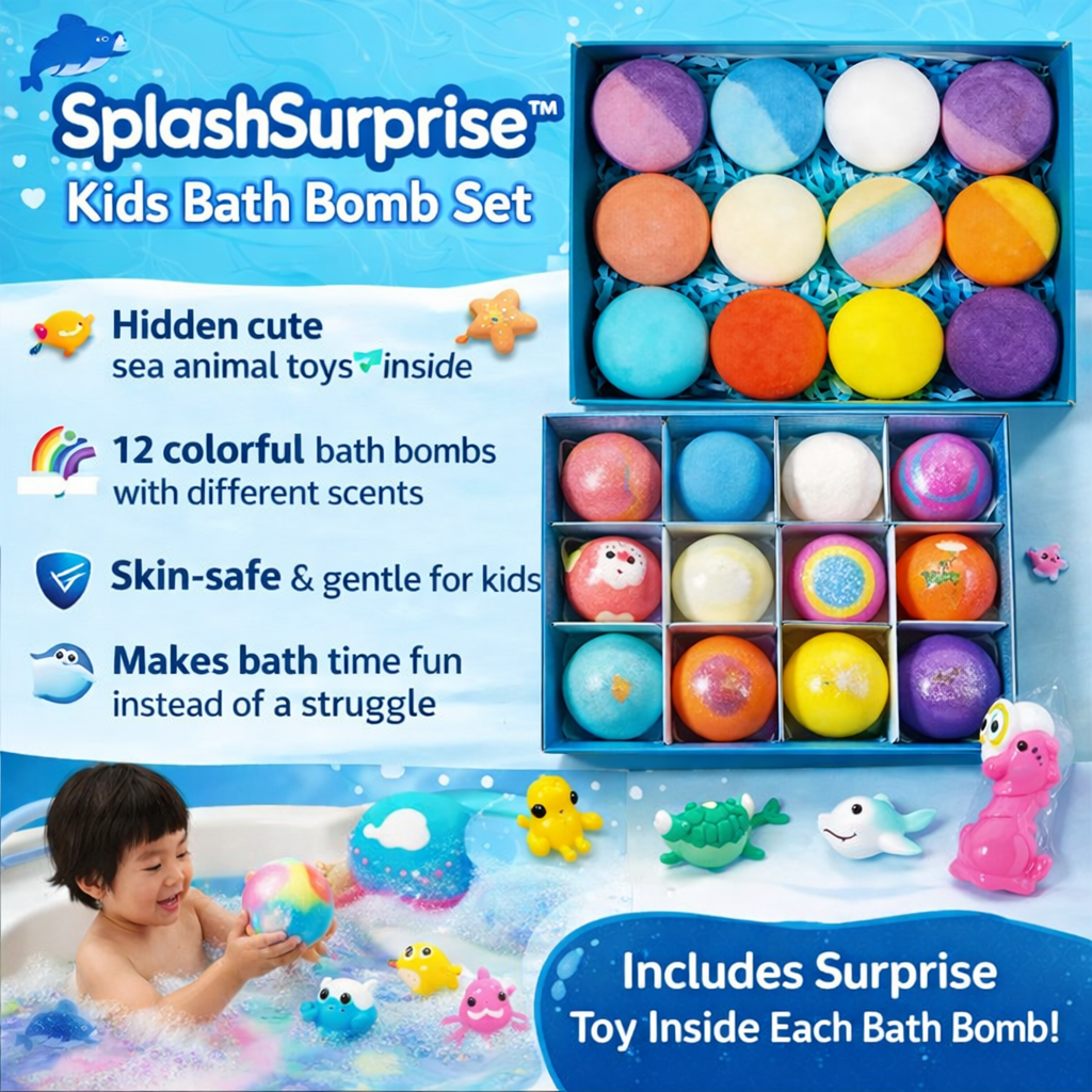 Kids Bath Bomb Set Bath time fights, finally over