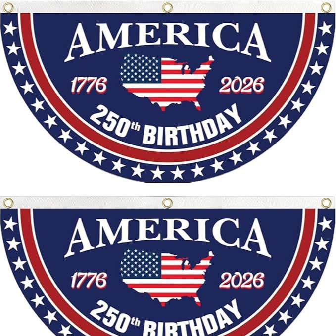 🔥Limited-time 50% off⏰2PCS 250th Anniversary USA Flag 🏁250 Years Anniversary Flag Bunting for Outdoor Decorations with Brass Grommets