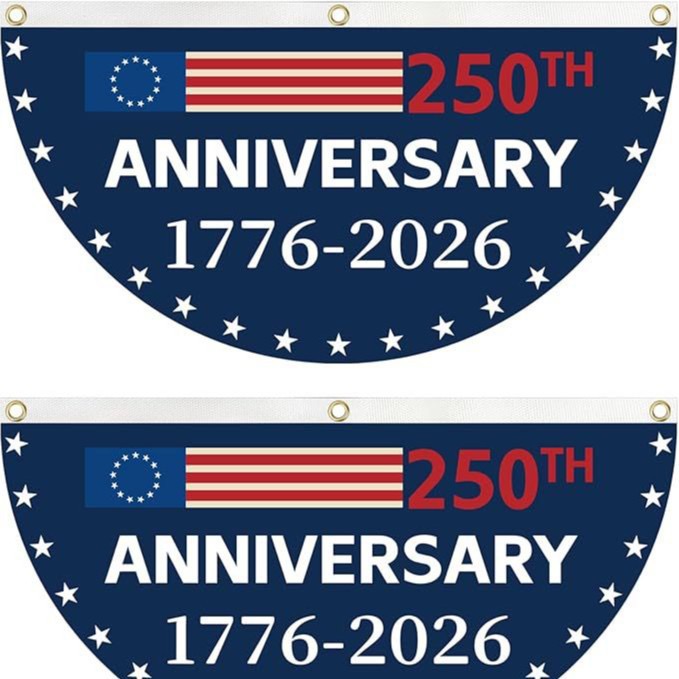 🔥Limited-time 50% off⏰2PCS 250th Anniversary USA Flag 🏁250 Years Anniversary Flag Bunting for Outdoor Decorations with Brass Grommets