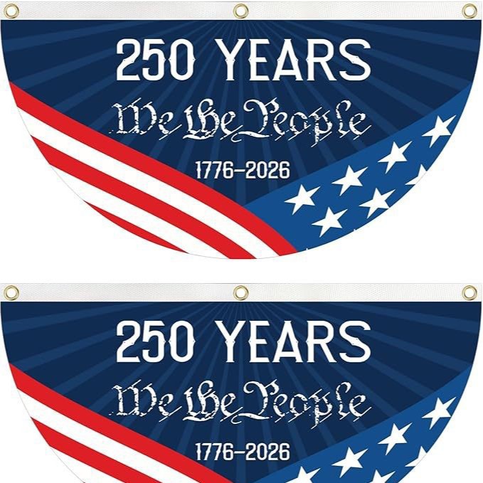 🔥Limited-time 50% off⏰2PCS 250th Anniversary USA Flag 🏁250 Years Anniversary Flag Bunting for Outdoor Decorations with Brass Grommets