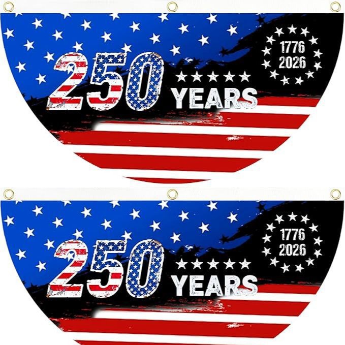 🔥Limited-time 50% off⏰2PCS 250th Anniversary USA Flag 🏁250 Years Anniversary Flag Bunting for Outdoor Decorations with Brass Grommets