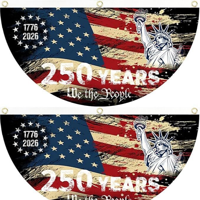 🔥Limited-time 50% off⏰2PCS 250th Anniversary USA Flag 🏁250 Years Anniversary Flag Bunting for Outdoor Decorations with Brass Grommets