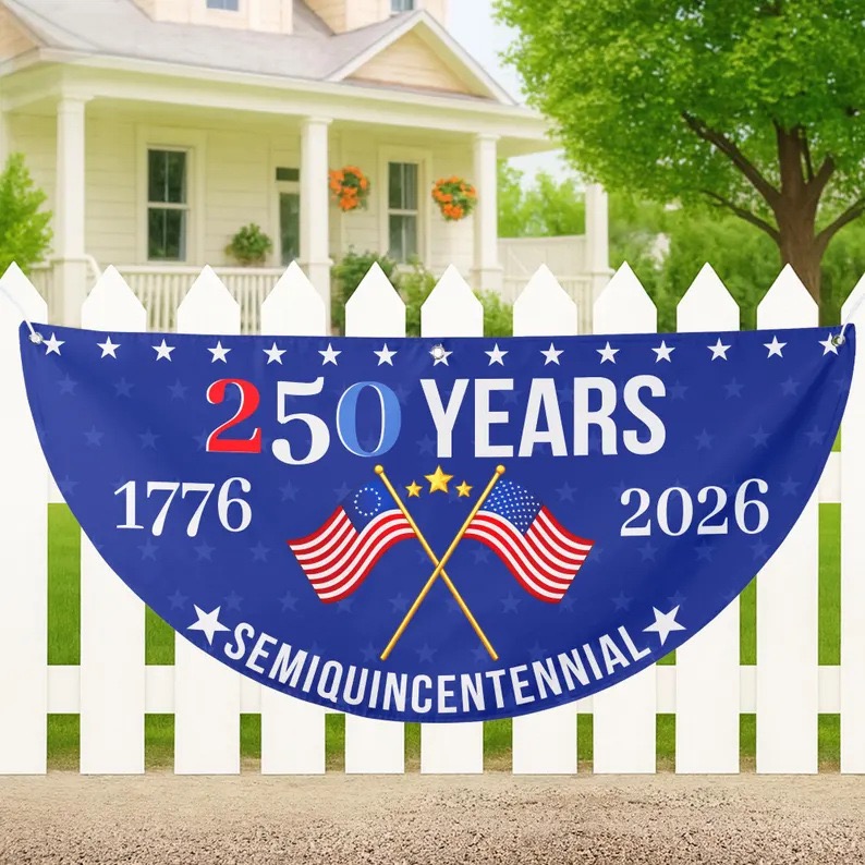🔥Limited-time 50% off⏰2PCS 250th Anniversary USA Flag 🏁250 Years Anniversary Flag Bunting for Outdoor Decorations with Brass Grommets