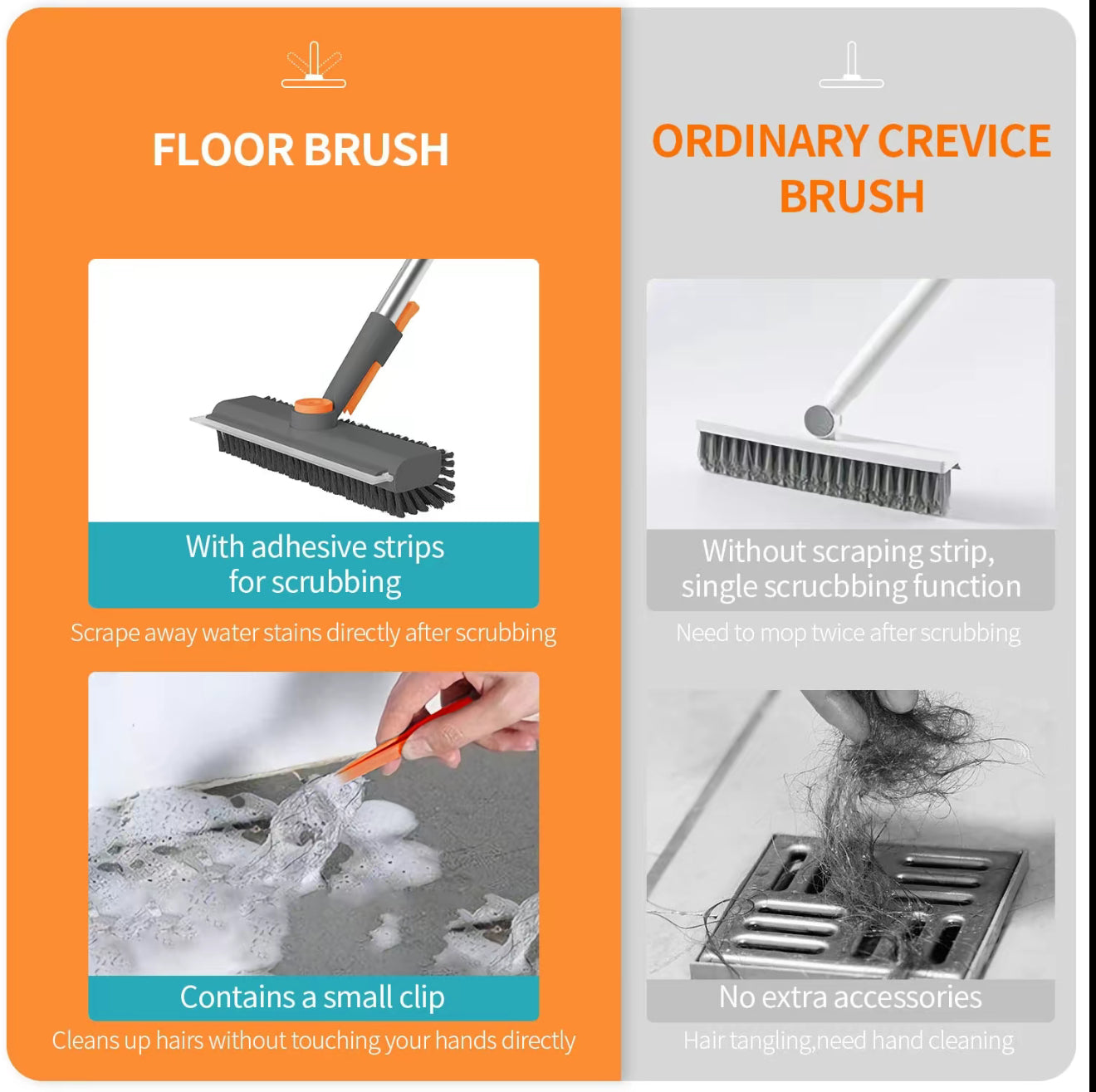 🔥Limited-time 50% off⏰3-in-1 Scrape and Heavy-Duty Stiff Bristle Scrubber Brush