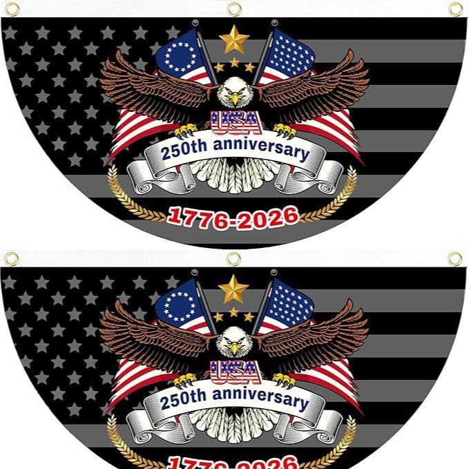 🔥Limited-time 50% off⏰2PCS 250th Anniversary USA Flag 🏁250 Years Anniversary Flag Bunting for Outdoor Decorations with Brass Grommets