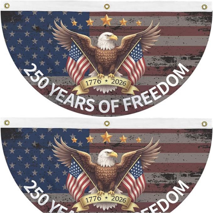 🔥Limited-time 50% off⏰2PCS 250th Anniversary USA Flag 🏁250 Years Anniversary Flag Bunting for Outdoor Decorations with Brass Grommets