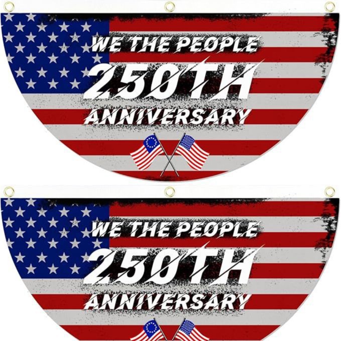 🔥Limited-time 50% off⏰2PCS 250th Anniversary USA Flag 🏁250 Years Anniversary Flag Bunting for Outdoor Decorations with Brass Grommets