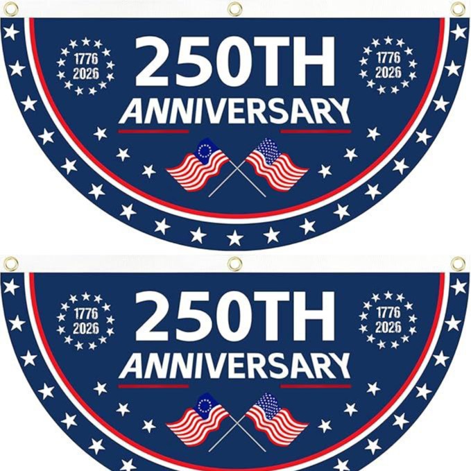 🔥Limited-time 50% off⏰2PCS 250th Anniversary USA Flag 🏁250 Years Anniversary Flag Bunting for Outdoor Decorations with Brass Grommets